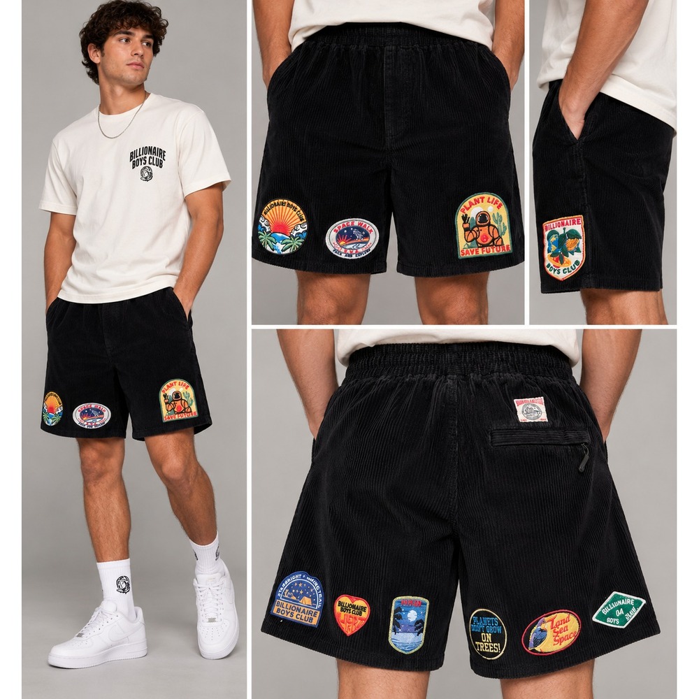 Billionaire Boys Club Scavenger Shorts M Black Corduroy Patch BBC Streetwear